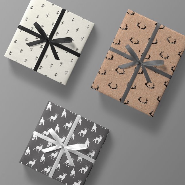 Minimal Masculine Kraft Schwarz-weiß Grau Weihnach Geschenkpapier Set (Von Creator hochgeladen)