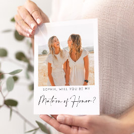 Minimal Matron of Honor Vorschlag Card mit Foto Postkarte