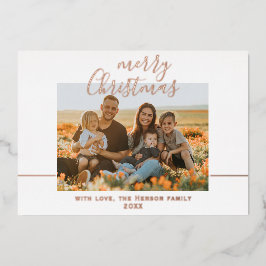 Minimal Merry Christmas Script Family Foto Folien Feiertagskarte