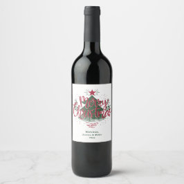 Minimal Merry Christmas Wine Label Weinetikett