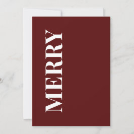 Minimal MERRY | Deep Red Holiday Greeting Card Feiertagskarte