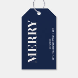 Minimal MERRY | Navy Blue Holiday Geschenkanhänger