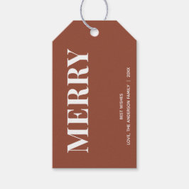 Minimal MERRY | Terracotta Holiday Geschenkanhänger