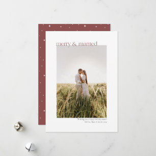 Minimal Merry und Verheiratet Maroon-Foto Feiertagskarte