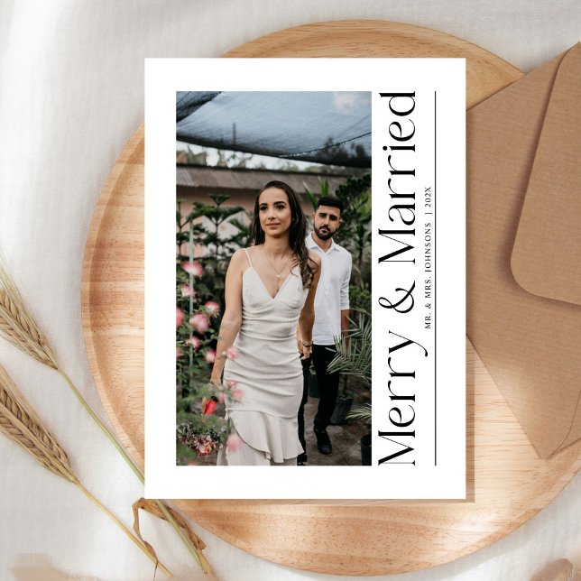 Minimal Merry & Verheiratet Weihnachten Foto Neu (Von Creator hochgeladen)