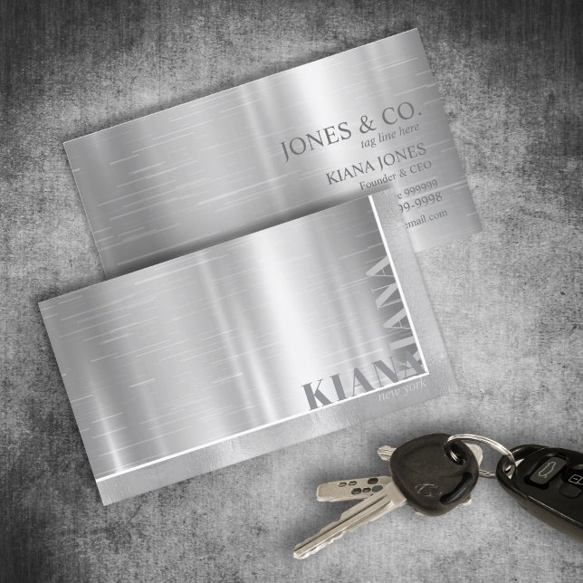 Minimal Metal Sheen & Foil Silver Std. ID791 Visitenkarte (Von Creator hochgeladen)