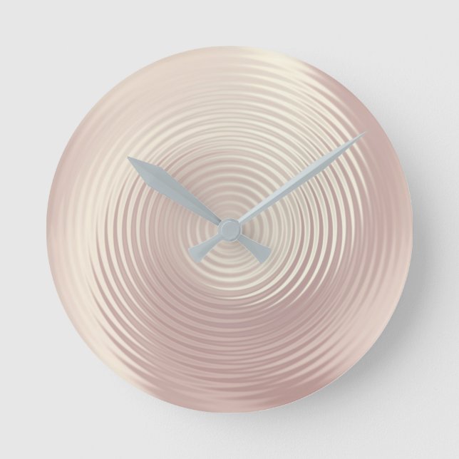 Minimal Metallic Circles Parly Rose Gold Luxus Runde Wanduhr (Vorderseite)