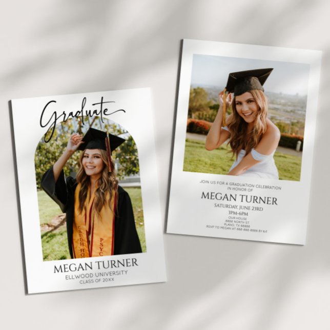Minimal Minimalist Photo Arch Graduation Party Einladung (Von Creator hochgeladen)