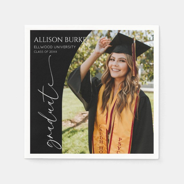 Minimal Minimalist Photo Arch Graduation Serviette (Vorderseite)