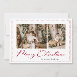 Minimal Minimalist Script Merry Christmas Photo Feiertagskarte