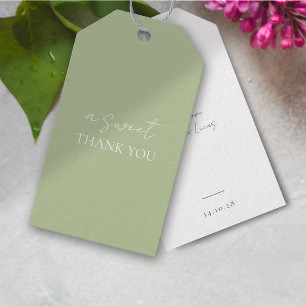 Minimal Minze Grün & Weiß Hochzeit Vielen Dank Geschenkanhänger