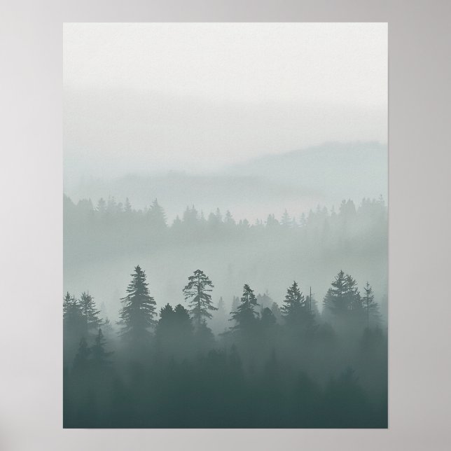 Minimal Misty Forest Wall Art Poster (Vorne)