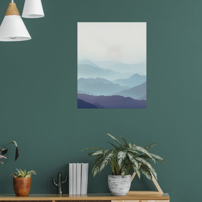 Minimal Misty Mountain Wall Art Print Poster (Wohnzimmer 1)