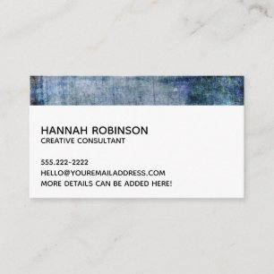 Minimal mit Blau- und Violett-Rustikal-Grunge-Text Visitenkarte