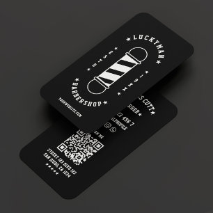 Minimal Mobile Barber Barbershop Black Visitenkarte