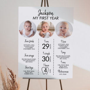 Minimal Modern 3 Foto Meilenstein-Zeichen Poster