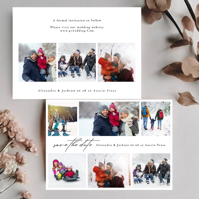 minimal modern 6 multi Photo Collage wedding Save The Date (Von Creator hochgeladen)