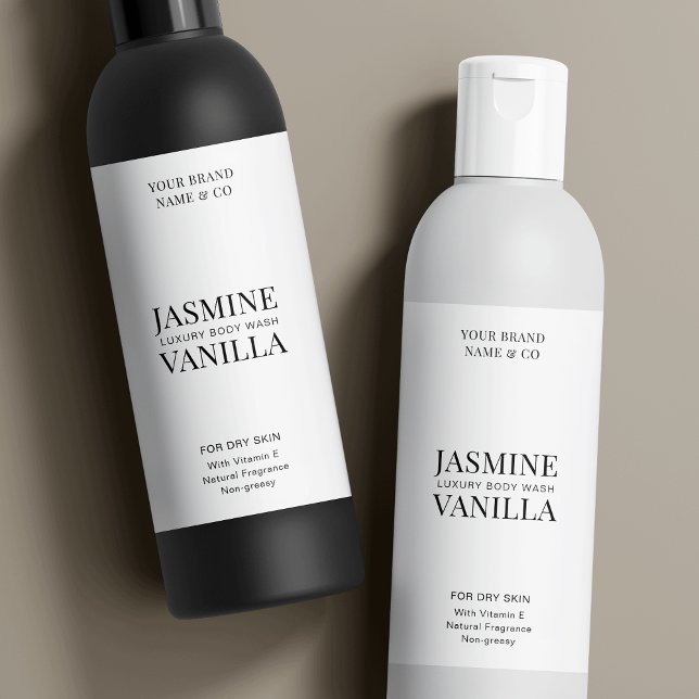 Minimal Modern 8 OZ Cosmo Flasche Wasserdicht Etik (Fully customizable product labels for cosmetic bottles with space for your nrand name & product info)