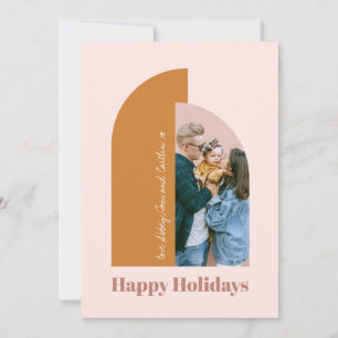 Minimal Modern Arch Blush Dusty Pink Merry Photo Feiertagskarte
