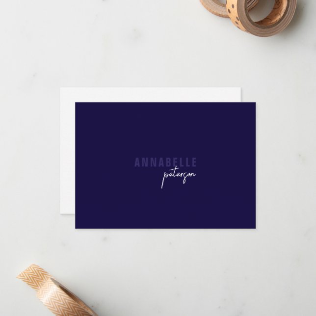 Minimal Modern Beruflich Blue Simple Mitteilungskarte (Vorderseite/Rückseite Beispiel)