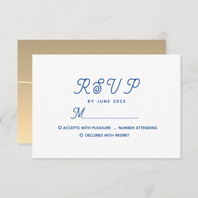 Minimal Modern Blue Wedding RSVP Karte (Vorne/Hinten)