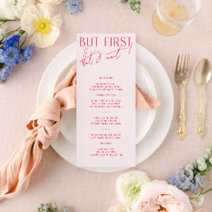 Minimal Modern Blush PInk & Magenta Wedding Menü Menükarte
