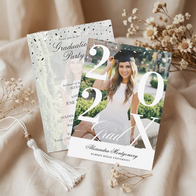 Minimal Modern Bold Graduation Year Photo Party Einladung (Minimal Modern Bold Graduation Year Photo Party Invitation)