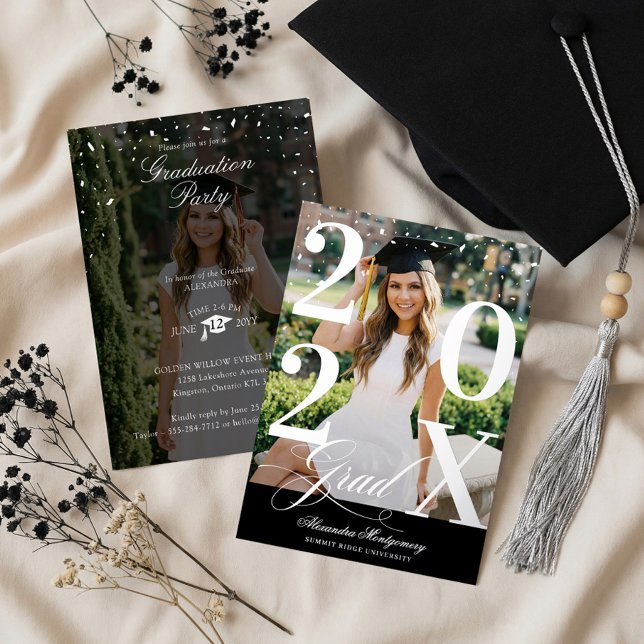 Minimal Modern Bold Graduation Year Photo Party Folieneinladung (Minimal Modern Bold Graduation Year Photo Party Foil Invitation)