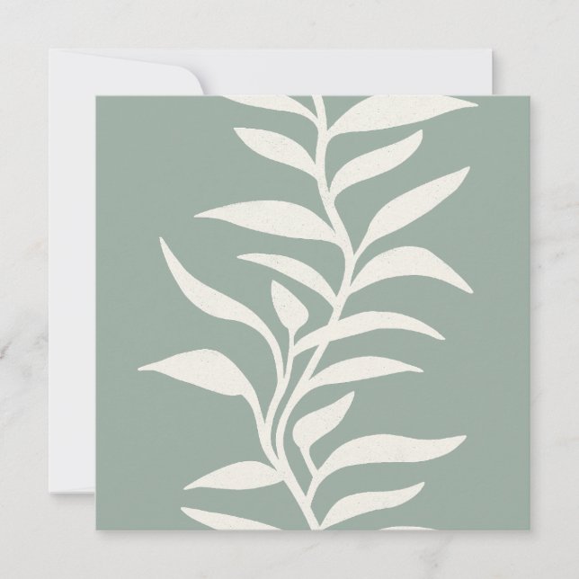 Minimal Modern Botanical Silhouette in Flow Sage Mitteilungskarte (Vorderseite)
