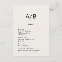 Minimal Modern City Hall Wedding Details Card