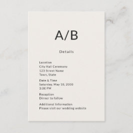 Minimal Modern City Hall Wedding Details Card Begleitkarte