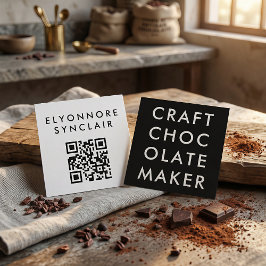 Minimal Modern Craft Chocolate Maker Qr Code Quadratische Visitenkarte
