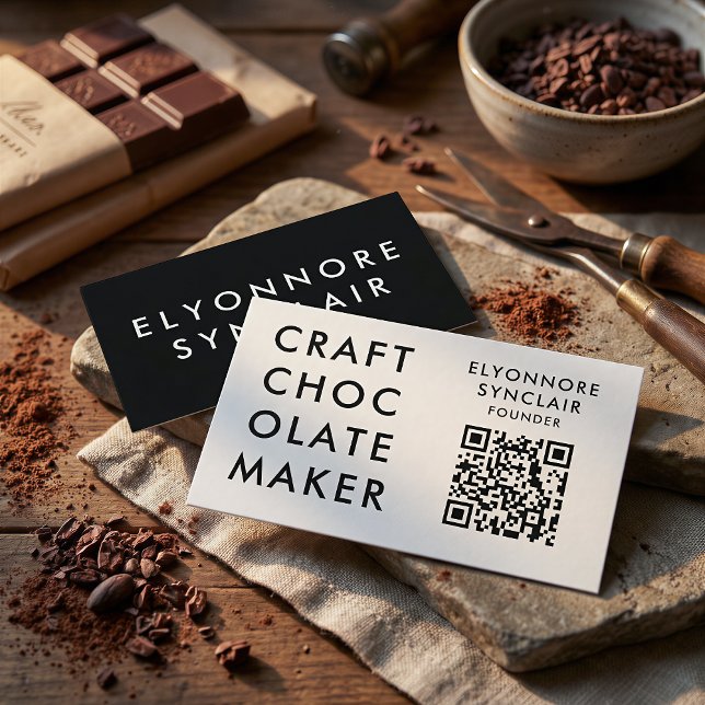 Minimal Modern Craft Chocolate Maker Qr Code Visitenkarte (Von Creator hochgeladen)