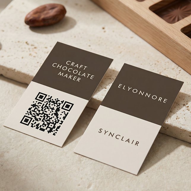 Minimal Modern Craft Chocolate Maker Qr Code Visitenkarte (Von Creator hochgeladen)
