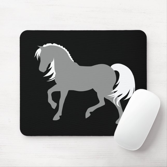 Minimal Modern Elegant Chic Einfaches Graues Pferd Mousepad (Mit Mouse)