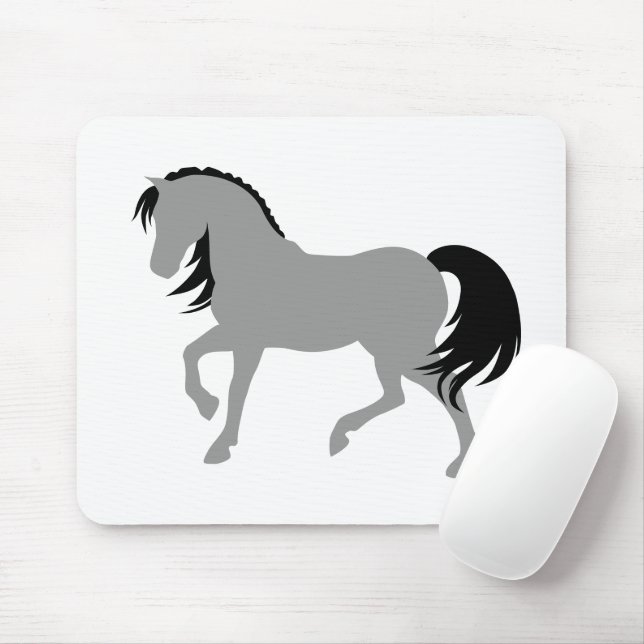 Minimal Modern Elegant Chic Einfaches Graues Pferd Mousepad (Mit Mouse)