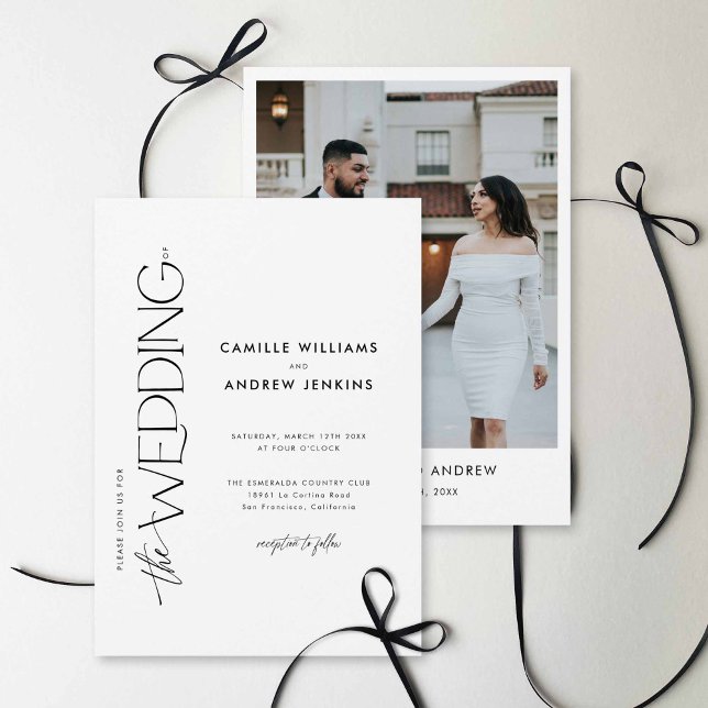 Minimal Modern Elegant Wedding Photo Invitation Einladung (Elegant Minimal Photo Wedding Invitation)