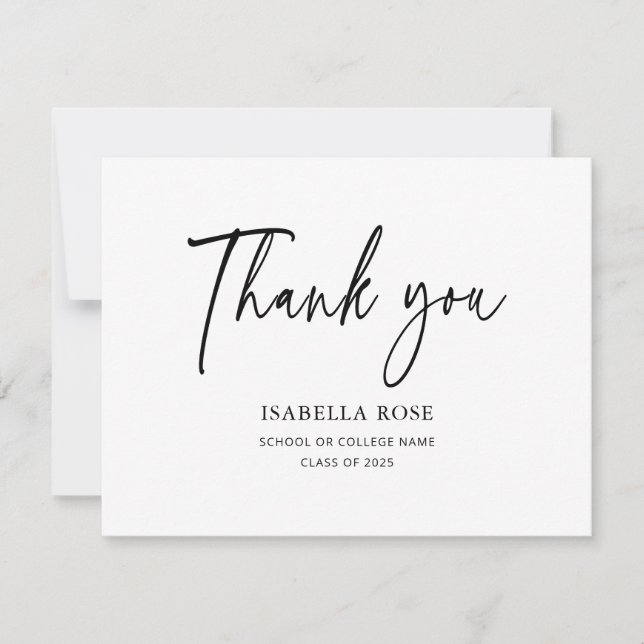 Minimal Modern Eleganter Abschluss Dankeskarte (Vorderseite)