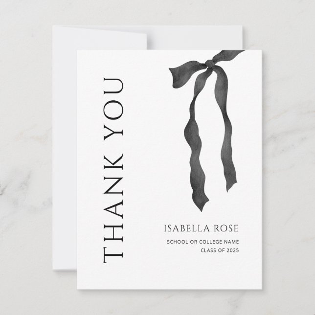 Minimal Modern Eleganter einfacher Bow-Abschluss Dankeskarte (Vorderseite)