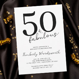 Minimal Modern Fifty and Fabulous 50th Birthday Einladung