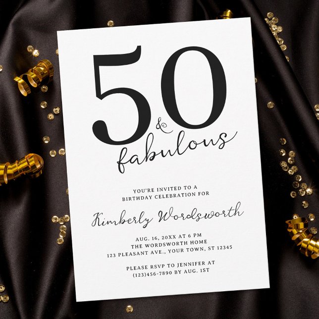 Minimal Modern Fifty and Fabulous 50th Birthday Einladung (Von Creator hochgeladen)