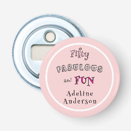 Minimal Modern Fifty Fabulous Fun Pink 50 Birthday Flaschenöffner