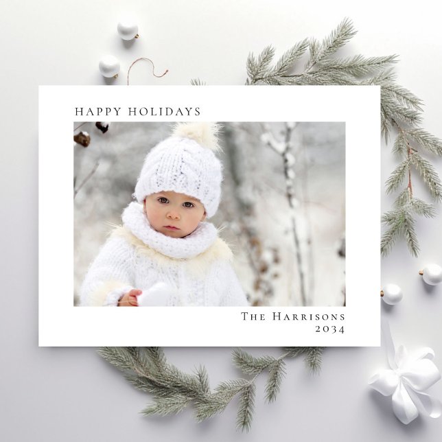 Minimal Modern Frohe Weihnachten Foto (Share the love and warmth of the season with your personalized photo Christmas card)