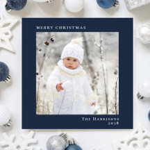 Minimal Modern frohe Weihnachten Foto Blau