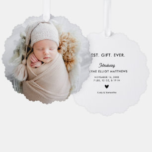 Minimal Modern Full Foto First Christmas Ornament Karte