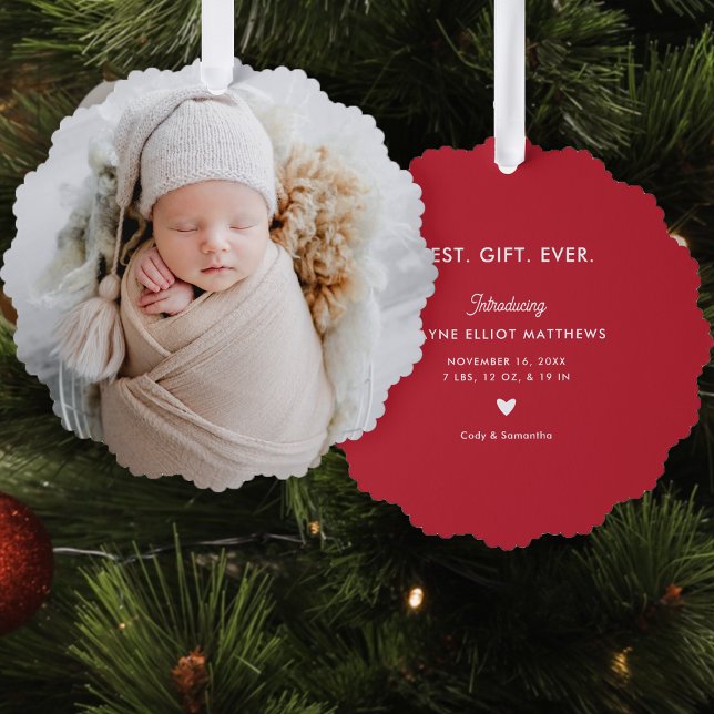 Minimal Modern Full Foto First Christmas Ornament Karte (Von Creator hochgeladen)