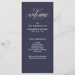Minimal Modern Geometric Diamond Wedding Program Programm