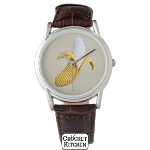 Minimal Modern Grandmacore Niedlich Crochet Banana Armbanduhr
