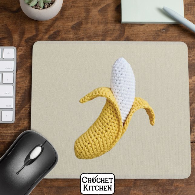 Minimal Modern Grandmacore Niedlich Crochet Banana Mousepad (Von Creator hochgeladen)