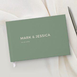 Minimal Modern Green Wedding Guest Book Gästebuch